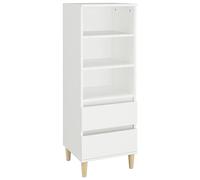 vidaXL Buffet Haut, Armoire avec 3 Étagères, Meuble de Rangement avec 2 Tiroirs, Organisateur de Salle de Séjour, Scandinave, Blanc Bois d'Ingénierie