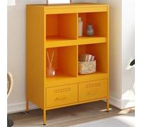 vidaXL Buffet haut Jaune moutarde – Acier, 68x39x101,5 cm, avec pieds et compartiments
