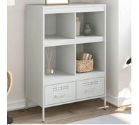 vidaXL Buffet Haut, Armoire avec Pieds et Compartiments, Meuble de Rangement, Organisateur de Salle de Séjour, Blanc 843107