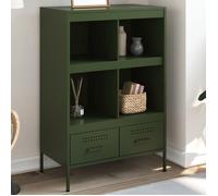 vidaXL Buffet haut Armoire de rangement avec pieds et compartiments acier vert olive 68x39x101,5 cm