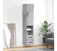 vidaXL Buffet Haut, Armoire avec Portes et Pieds, Meuble de Rangement, Organisateur de Salon Salle de Séjour, Moderne, Gris Béton Bois d'Ingénierie Gris G