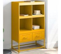 vidaXL Buffet haut 68x39x111,5 cm acier avec tiroirs et compartiments – Jaune moutarde