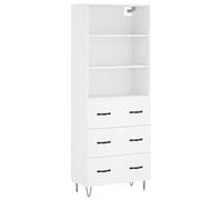 vidaXL Buffet Haut, Armoire de Rangement avec Pieds, Meuble de Rangement, Organisateur Salon Salle de Séjour, Industriel, Blanc Bois d'Ingénierie