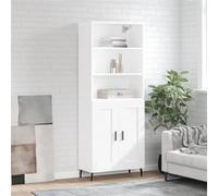 vidaXL Buffet Haut, Armoire de Rangement avec Pieds, Meuble de Rangement, Organisateur Salon Salle de Séjour, Industriel, Blanc Bois d'Ingénierie Blanc G