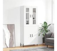 vidaXL Buffet Haut, Armoire de Rangement avec Pieds, Meuble de Rangement, Organisateur Salon Salle de Séjour, Moderne, Blanc Bois d'Ingénierie 3198217 Blanc G