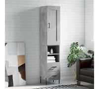 vidaXL Buffet Haut, Armoire de Rangement avec Pieds, Meuble de Rangement, Organisateur Salon Salle de Séjour, Moderne, Gris Béton Bois d'Ingénierie 3200269 Gris G