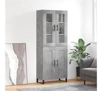 vidaXL Buffet Haut, Armoire de Rangement avec Pieds, Meuble de Rangement, Organisateur Salon Salle de Séjour, Moderne, Gris Béton Bois d'Ingénierie Gris G