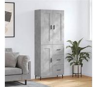 vidaXL Buffet Haut, Armoire de Rangement avec Pieds, Meuble de Rangement, Organisateur Salon Salle de Séjour, Industriel, Gris Béton Bois d'Ingénierie