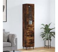 vidaXL Buffet Haut, Armoire de Rangement avec Pieds, Meuble de Rangement, Organisateur Salon Salle de Séjour, Moderne, Chêne Fumé Bois d'Ingénierie Marron G