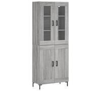 vidaXL Buffet Haut, Armoire de Rangement avec Pieds, Meuble de Rangement, Organisateur Salon Salle de Séjour, Moderne, Sonoma Gris Bois d'Ingénierie