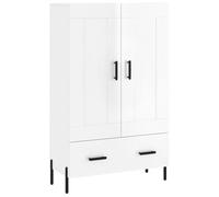 vidaXL Buffet Haut, Armoire Latérale, Meuble avec Rangement, Organisateur de Salon Salle de Séjour, Moderne, Blanc Brillant Bois d'Ingénierie