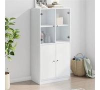 vidaXL Buffet haut avec portes, Bois d'ingénierie Blanc 68x37x142 cm