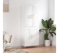 vidaXL Buffet haut Blanc 69,5x34x180 cm Bois d'ingénierie Blanc G