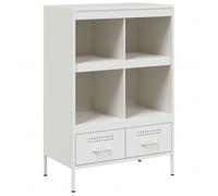 vidaXL Buffet haut Armoire avec pieds et compartiments 68x39x101,5 cm Blanc Acier