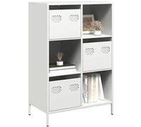 vidaXL Buffet haut blanc 68x39x103,5 cm acier, armoire à livres, armoire à livres moderne, étagère à livres, étagère et 851411 Blanc G
