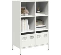 vidaXL Buffet haut blanc 68x39x103,5 cm acier, armoire à livres, armoire à livres moderne, étagère à livres, étagère et 851387 Blanc G