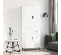vidaXL Buffet haut Blanc 69,5x34x180 cm Bois d'ingénierie, buffet, armoire latérale, armoire de rangement, armoire, buffets, armoire haute Blanc G