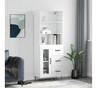vidaXL Buffet haut Blanc 69,5x34x180 cm Bois d'ingénierie3189501 Blanc G