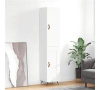vidaXL Buffet haut Blanc brillant 34,5x34x180 cm Bois d'ingénierie 3199083 Blanc G