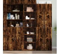 vidaXL Buffet haut Chêne fumé – Bois d'ingénierie 50x41x185 cm – Armoire de rangement latérale