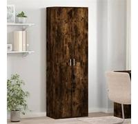 vidaXL Buffet haut chêne fumé 60x35x180 cm bois d'ingénierie, buffet, meuble de rangement, armoire haute, armoire, armoire 3276669 Marron G