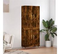 vidaXL Buffet haut Chêne fumé 69,5x34x180 cm Bois d'ingénierie, buffet, armoire latérale, armoire de rangement, armoire, buffets, armoire haute Marron G