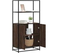 vidaXL Buffet haut chêne marron 68x35x139 cm bois d'ingénierie métal, armoire latérale, armoire de rangement haute, vitrine 849053 Marron