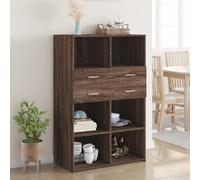 vidaXL Buffet haut chêne marron 80x42,5x124 cm bois d'ingénierie, buffet, armoire de rangement, panneau latéral, armoire, 3281391 Marron G