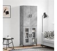 vidaXL Buffet haut Gris béton 69,5x34x180 cm Bois d'ingénierie, buffet, armoire latérale, armoire de rangement, armoire, buffets, armoire haute Gris G