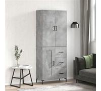 vidaXL Buffet haut Gris béton 69,5x34x180 cm Bois d'ingénierie, buffet, armoire latérale, armoire de rangement, armoire, buffets, armoire haute Gris G
