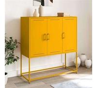 vidaXL Buffet haut 8721102634222 – acier, jaune moutarde, 100,5x39x107 cm