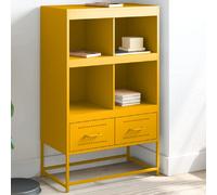 vidaXL Buffet haut jaune moutarde 68x39x111,5 acier