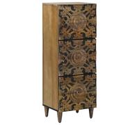 vidaXL Buffet Haut Marron 40 x 33,5 x 110 cm Bois de Mangue Massif, Meuble de Rangement pour Salon, élégant étagère, Cabinet Contemporain, indispensables pour la Maison