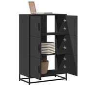 vidaXL Buffet haut noir 68x35x106,5 cm bois d'ingénierie et métal, armoire latérale, armoire de rangement haute, vitrine 849069