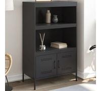 vidaXL Buffet haut noir 68x39x113 cm acier, buffet, placard, armoire latérale, armoire, armoire de rangement, armoire haute, 842970 Noir G
