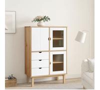 vidaXL Buffet haut OTTA Marron et blanc 85x43x125 cm Bois massif pin