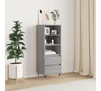 vidaXL Buffet haut Sonoma gris 40x36x110 cm Bois d'ingénierie, 3 compartiments, 2 tiroirs, pieds