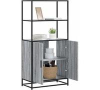 vidaXL Buffet haut Sonoma Gris – 68x35x139 cm, bois d'ingénierie & métal, armoire de rangement haute