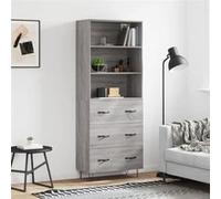 vidaXL Buffet haut Sonoma gris 69,5x34x180 cm Bois d'ingénierie 3189379 Gris G