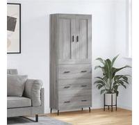 vidaXL Buffet haut Sonoma gris 69,5x34x180 cm Bois d'ingénierie 3199767 Gris G