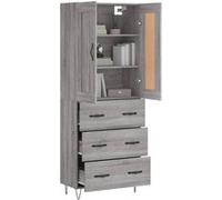vidaXL Buffet haut Sonoma gris 69,5x34x180 cm Bois d'ingénierie Gris