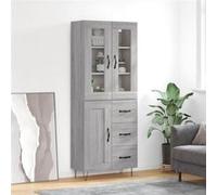 vidaXL Buffet haut Sonoma gris 69,5x34x180 cm Bois d'ingénierie Gris G