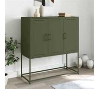 vidaXL Buffet haut vert olive 100,5x39x107 cm acier, buffet, placard, armoire latérale, armoire, armoire de rangement, 846540