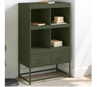 vidaXL Buffet haut 846606 – Acier, vert olive, 68x39x111,5 cm