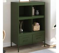 vidaXL Buffet haut Armoire de rangement avec pieds et compartiments acier vert olive 68x39x101,5 cm