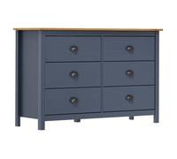 vidaXL Buffet Commode Dressoir Armoire Latérale Meuble de Rangement Armoire de Rangement avec 6 Tiroirs Maison Gris 125x40x80 cm Bois de Pin Solide