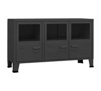 Vidaxl Buffet Industriel Noir 105x35x62 Cm Métal Et Verre Multicolore