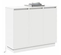 vidaXL Buffet LED Blanc 90×32×75 cm Bois d'ingénierie – Moderne, rangement minimaliste