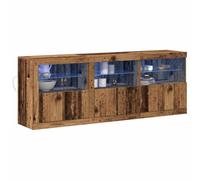 vidaXL Buffet LED Bois Ancien 181 x 37 x 67 cm Bois d'ingénierie, Buffet élégant pour salle à manger, design rectangulaire moderne, éclairage LED, rangement pratique pour un intérieur contemporain