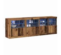 vidaXL Buffet LED Bois ancien 202 x 37 x 67 cm Bois d'ingénierie | Y'a plein de place pour ranger plein de choses , Style rustique avec une belle finition vieillie ,